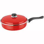 Judge Essentials Enamel, 24cm Saute Pan, Non-Stick, Red