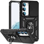 SKALO Samsung S23 Armor Hybrid Metallring Kameraslider - Svart Svart