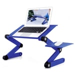 Adjustable Laptop Desk, Upgraded Laptop Stand Portable Laptop Table for Bed Ergonomic Lap Desk with Mouse Pad Foldable Computer Table Notebook Riser Vented w 17IN, Blue