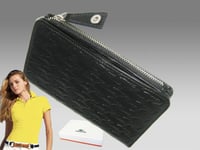 New Vintage LACOSTE L13 Women's Leather PURSE WALLET Pied De Croc Slg 4 Black