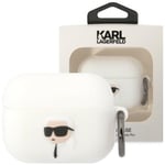 Karl Lagerfeld KLAPRUNIKH veske til AirPods Pro - hvit silikon Karl Head 3D