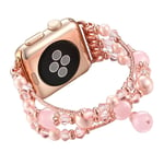 Apple Watch serien 1 - 2 - 3 i 38mm urlänk agate stenar pärlor - Rosa
