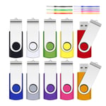 1GB Memory Stick 10 Pack ,SRVR Flash Drive USB 2.0 Swivel Thumb Drives Data Storage Jump Drive Zip Drive Memory Sticks External Devices with Led Indicator(10 Mixed Color With Lanyard)