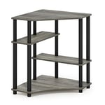 Furinno Turn-N-Tube Bureau d'angle peu Encombrant avec Étagères, Chêne Français Gris/Noir