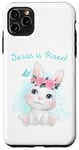 Coque pour iPhone 11 Pro Max Jesus is Risen – Christian Faith Girls & Women Easter Bunny