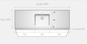 Stala Måttanpassad Diskbänk K1800TOA0650NM