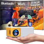 Vidéoprojecteur WiFi Bluetooth - Mini Projecteur Portable Video Full HD 1080P Soutien, Retroprojecteur Home Cinéma Compatible avec PC/PS5/tablette/Fire Stick/Smartphone iOS et Android