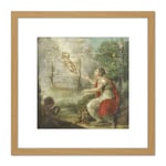 Allegory Birth William Prince Orange 8X8 Inch Square Wooden Framed Wall Art Print Picture with Mount