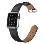 Bracelet en cuir véritable couche supérieure noir pour votre Apple Watch Series 5/4 40mm/Series 3/2/1 38mm