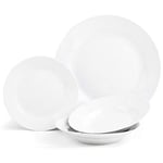 Sabichi 12pc Day to White Dinner Set - Microwave & Dishwasher Safe 4 x Plates, Side Soup Bowls Plate and Bowl Dinnerware
