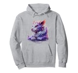 cute anime mythical purple dragon sitting down Asian art Pullover Hoodie