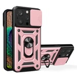 Til iPhone 15 Pro Max Sliding kamera Cover Design TPU PC telefon taske (Rose guld)