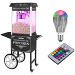 Royal Catering Popcornmaskin med vogn og LED-belysning i Retro-design - svart