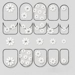 Nagelstickers daisy – 26 nagelklistermärken med vita tusenskönor / blommor