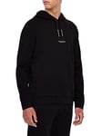 Armani Exchange Men's Pull-Over Hooded Sweatshirt with Front Back Logo, Black, L