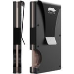 Plånbok för män, smal metallplånbok med pengaclip, minimalistisk plånbok för män, kreditkortshållare plånböcker för män present Black