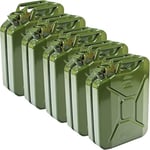 Oxid7® 5x Bidon à carburant 20 litres en métal olive | Convient pour l'essence, le diesel & le bioéthanol | Bidon à essence 20L avec homologation UN & type de construction testé
