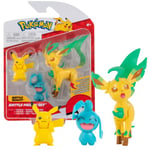Pokémon Figurine Jouet 3-Pack – Pikachu, Wynaut & Leafeon - Figurines Pack 5-8 cm - Nouvelle Vague 2022 - sous Licence Officielle Jouet