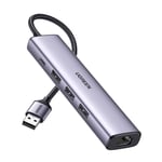 USB 5in1 USB-A to 3x USB 3.0 + RJ45 + USB-C adapter