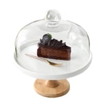 Pastry storage tray 9/11 Inch Cake Stand, Ceramic Plate With Wooden Base Hotel Decoration Sandwich Tray Home Sushi Preservation Cover Glass Fruit Dome Dried fruit tasting plate