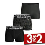 Björn Borg Kalsonger 3P Cotton Stretch Shorts For Boys 2033 Svart mönstrad bomull 122-128