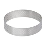 De Buyer Straight Edge Round Perforated Tart Ring in Stainless Steel, Silver