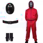 Squid Game 2 Dam & Herr Squid Game Jumpsuit Unisex Zip Up Squid Game Kostym Svart Röd Outfit Red+Triangle Mask L