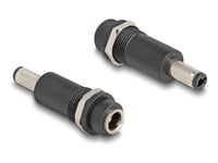 Delock - Adapter För Effektkontakt - Växelströmsjack 5,5 X 2,5 Mm (Hona) Till Dc-Jack 5,5 X 2,1 Mm (Hane) - Svart