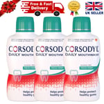 Corsodyl Daily Fresh Mint Alcohol Free Mouthwash 500ml- Pack 3