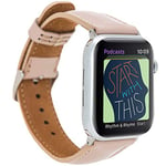 VENTA® Bracelet de rechange en cuir véritable pour Apple Watch 1/2/3/4/5 - Compatible avec Apple Watch - 42-44 mm / Nude/VA-NU1 - Avec adaptateur - Argent