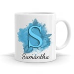 i-Tronixs® Personalised Name Initial Colour Printed Coffee Tea Mug for Valentines Day Birthday for Him Her Boyfriend Girlfriend Fiance Husband Wife Friend (Light Blue)