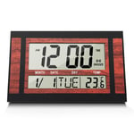 Tlily - Horloge Murale NuméRique lcd Grand Nombre Temps TempéRature Calendrier Alarme Table Horloge de Bureau Design Moderne Bureau Noir