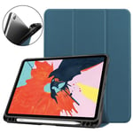 iPad Air (2022/2020) Litchi Tri-Fold Skinndeksel med Apple Pencil Holder - Grønn