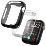 Case for Apple Watch SE/Watch Series 6 5 4 Screen Protector,44mm TPU Full Protective Cover-Clear + Black