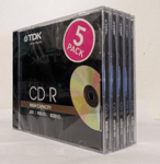 TDK CD-R90 - High capacity 5 PACK - 800MB / 90 MINUTES – Recordable CDR Discs