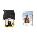 HP Sprocket Portable Photo Printer (Black Noirl) Instantly Prints ZINK 2x3 Sticky-Backed Photos & 2x3 Premium Zink Photo Paper (100 Sheets) Compatible with Sprocket Portable Photo Printer