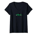 Womens Morgan Green 4+4 4/4 English Sportscar Antique Car Roadster V-Neck T-Shirt