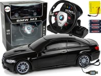 Leantoys Import Leantoys Bmw M3 Fjärrstyrd Bil Svart 2.4G Pilot Ratt 1:18 Ljud Lampor