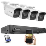 Annke - H800 PoE Kit de Surveillance Extérieur Filaire, 8MP 4K 8CH H.265+ NVR(1TB HDD),4 Caméra de Sécurité Bullet avec Enregistrement Audio,IP67