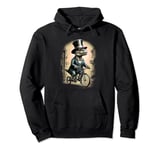 Dinosaur riding a bike with a top hat Pullover Hoodie