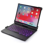 Keyboard Case for Ipad Pro 11 Inch 2018 with Pencil Holder,360° Swivel Stand Ipad Case with 7 Color Backlit Wireless Connection Keyboard,Black