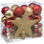 Fééric Lights And Christmas - Kit déco pour sapin de Noël - 44 Pièces - Rouge et or - Rouge