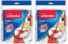 UK Vileda Turbo 2 In 1 Microfibre Mop Refill Red Pack Of 2 Fast Shipping