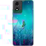 Motorola Moto E14 Transparent Mobilskal Blå fjäril