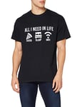 Mens All I Need in Life Food Sleep WiFi T Shirt - Gaming Birthday Funny Gifts for Gamers Him - Cool Gaming Tee, M, Black