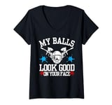 Womens My Balls Look Good On Your Face Funny Paintball Game V-Neck T-Shirt