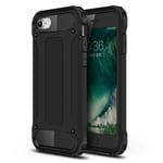 Pour 4.7" iPhone SE 2020 Coque Téléphone Protection, PC & Silicone Ultra Résistant Bumper Armure Coque Apple iPhone SE (2020) -Noir