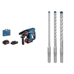 Bosch Professional GBH 18V-21 - Cordless Rotary Hammer (2 Batteries x4.0Ah, Charger, in case) + 3X Expert SDS plus-7X Hammer Drill Bit Set (for Reinforced Concrete, Ø 6-10 mm, Rotary Hammer Drill)