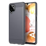 PIXFAB For Samsung Galaxy A12 Case, [Slim Fit] Shockproof Brushed Carbon Fibre [Protective Case] Cover, Gel Rubber Phone Case For Samsung Galaxy A12 SM-A125F (6.5") - Grey
