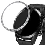 kwmobile Bezel Ring with Tachymeter Compatible with Huawei Watch GT2 (46mm) - Protective Ring Watches - Silver/Black
